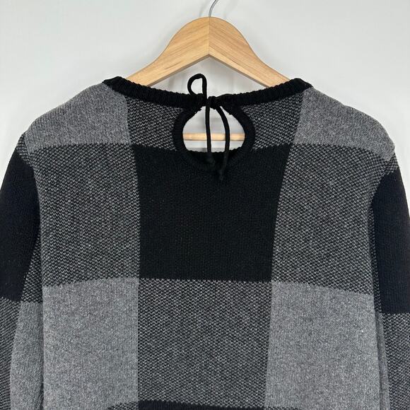 ANINE BING Plaid Sweater Wool Blend Crew Neck Chunky Knit Buffalo Check Boxy - Picture 9 of 14